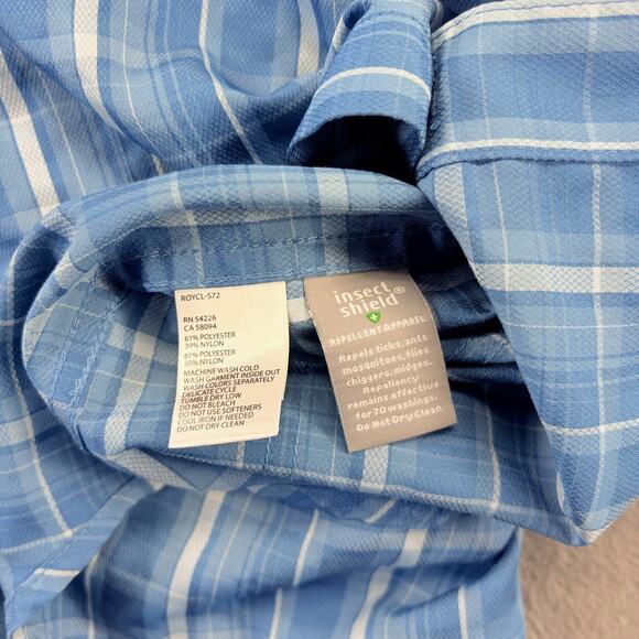 Royal Robbins Insect Shield Shirt Men's Small Blue Long Sleeve Standard Fit Fish - Picture 4 of 7